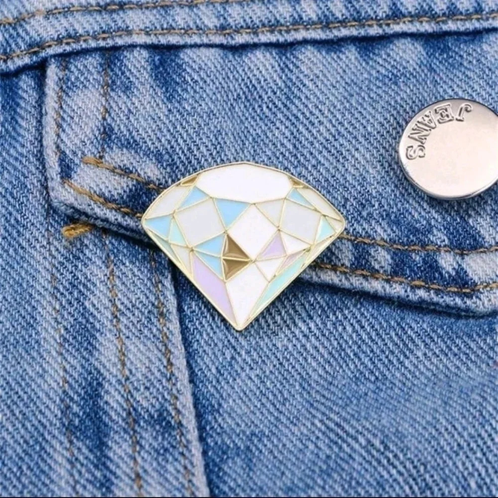 Blue silver diamond jewelry enamel pin brooch charm purse bag decor pretty shine